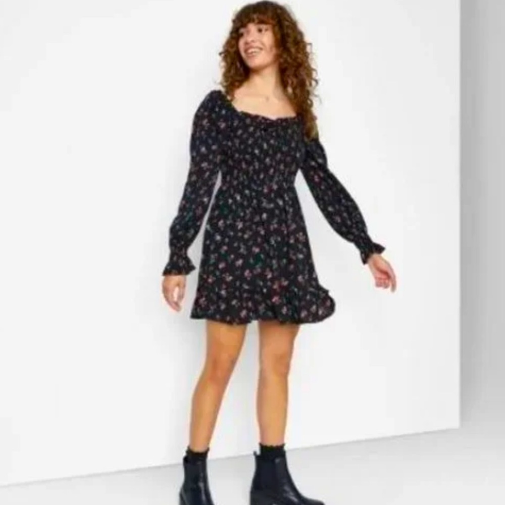 Wild fable black floral dress, S